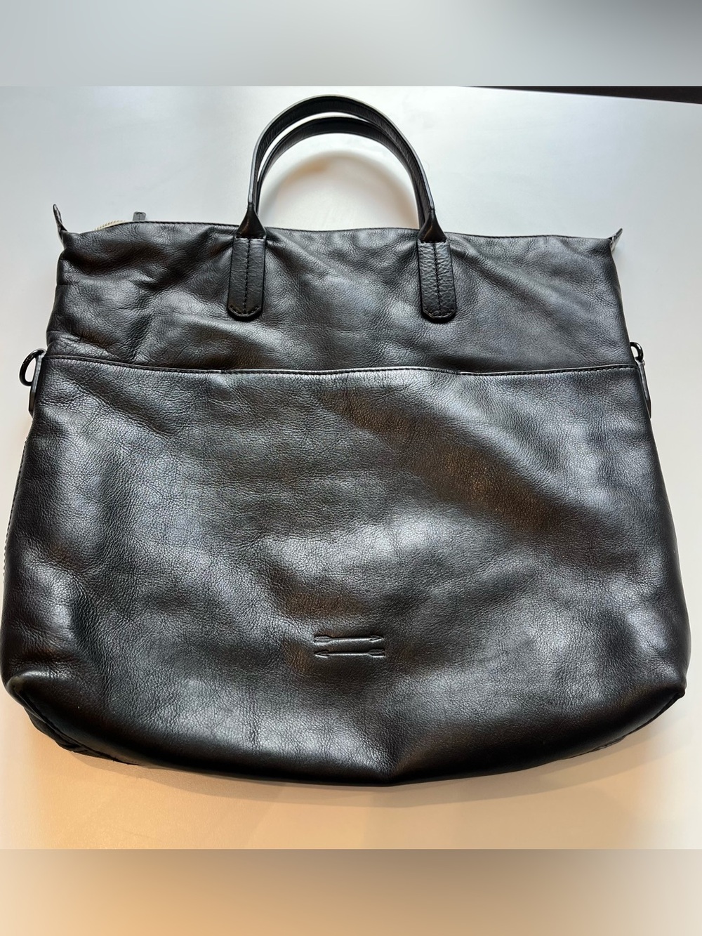 Ben Minkoff Black Leather Large Tote Work Laptop Bag Missing Strap